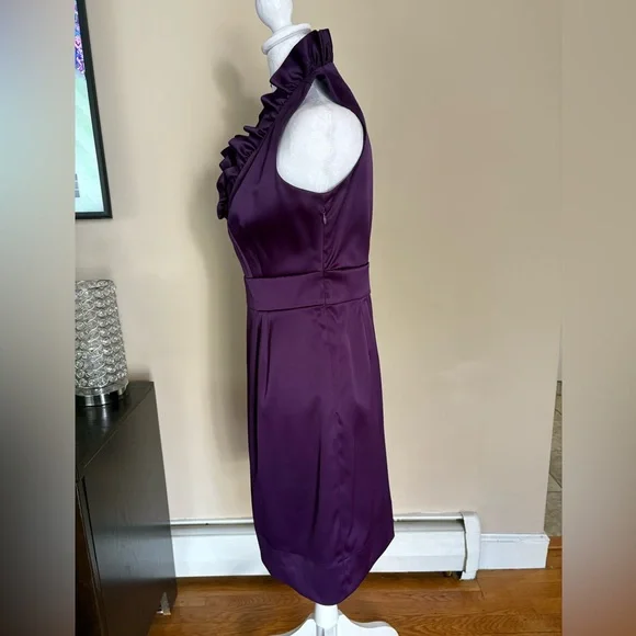 🎾Satin Purple Dress With Ruffles - Picture 7 of 10